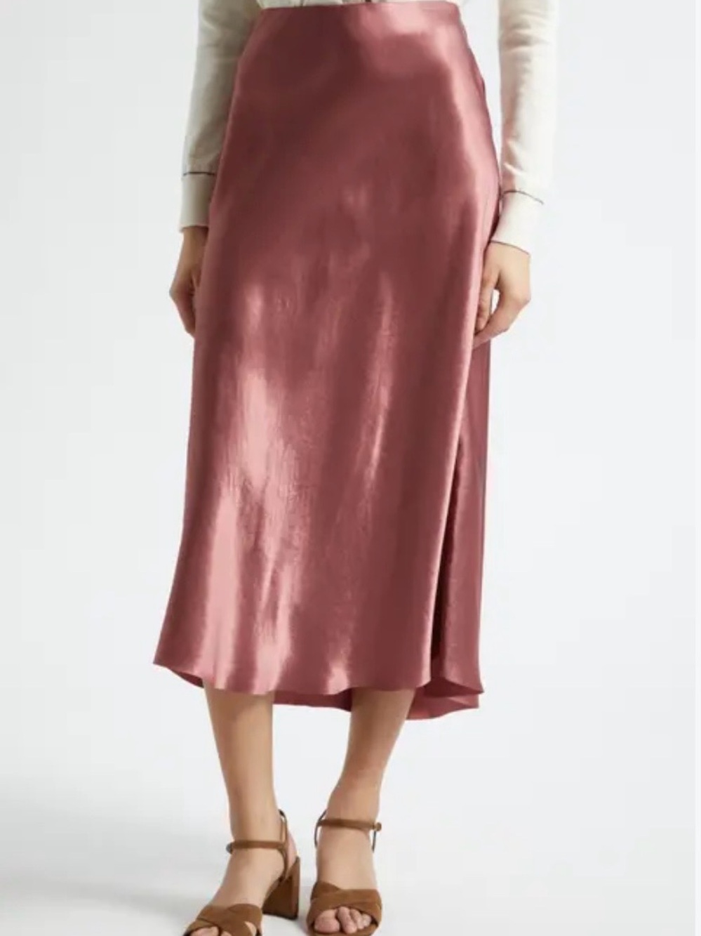 Vince Satin Midi Slip Skirt in Dusty Rose size S - Picture 13 of 14